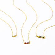Tiny Birthstone Cabochon Bar Necklace : Available in All Birthstones