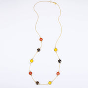 Long Citrine, Carnelian, Smoky Quartz bezel station necklace