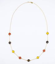 Long Citrine, Carnelian, Smoky Quartz bezel station necklace