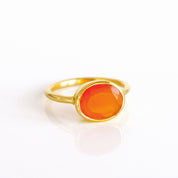 Carnelian oval bezel set ring