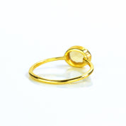 Small oval citrine birthstone november gemstone ring facing away, back view. Bezel set tiny ring. stack set, stacking rings, gemstone ring, birthstone ring, mother's day gift for her, gift for mom, gift for fiance, gift for girlfriend, wedding jewelry, bridesmaid jewelry, anniversary jewelry, anniversary gift, birthday gift, christmas gift, valentine's day gift, valentine's day rings, dainty ring, cocktail ring, statement ring, bezel set