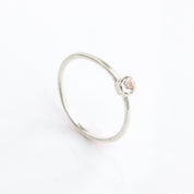 Sterling silver Single dainty 3mm clear quartz gemstone ring. april  birthstone. On white background. 925 sterling silver, birthstone ring, stacking ring, stackable, birthstone jewelry, facet gemstone