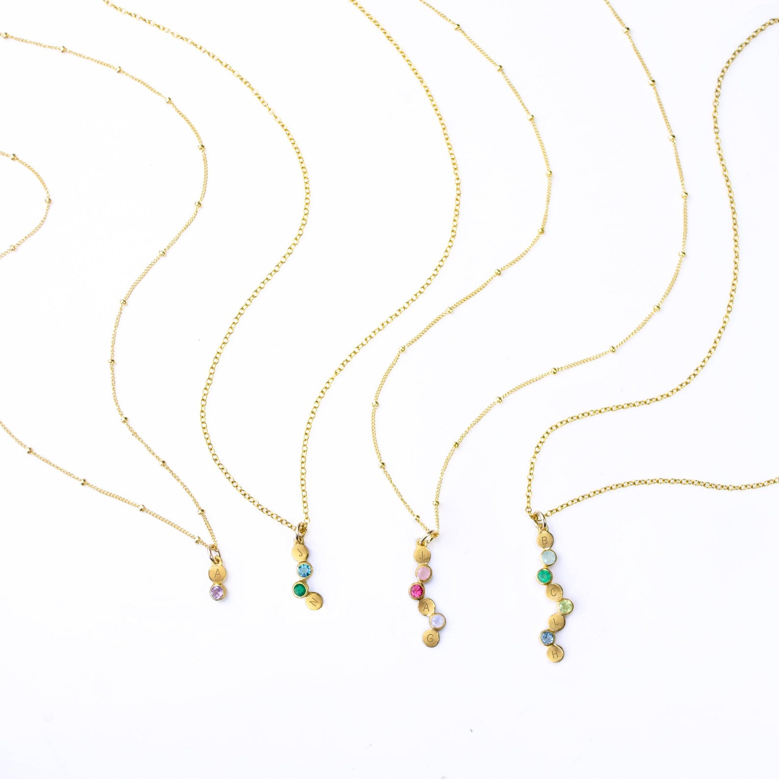 Cherished Connections Birthstone and Initial Necklace Vertical Pendant