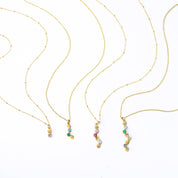 Cherished Connections Birthstone and Initial Necklace Vertical Pendant