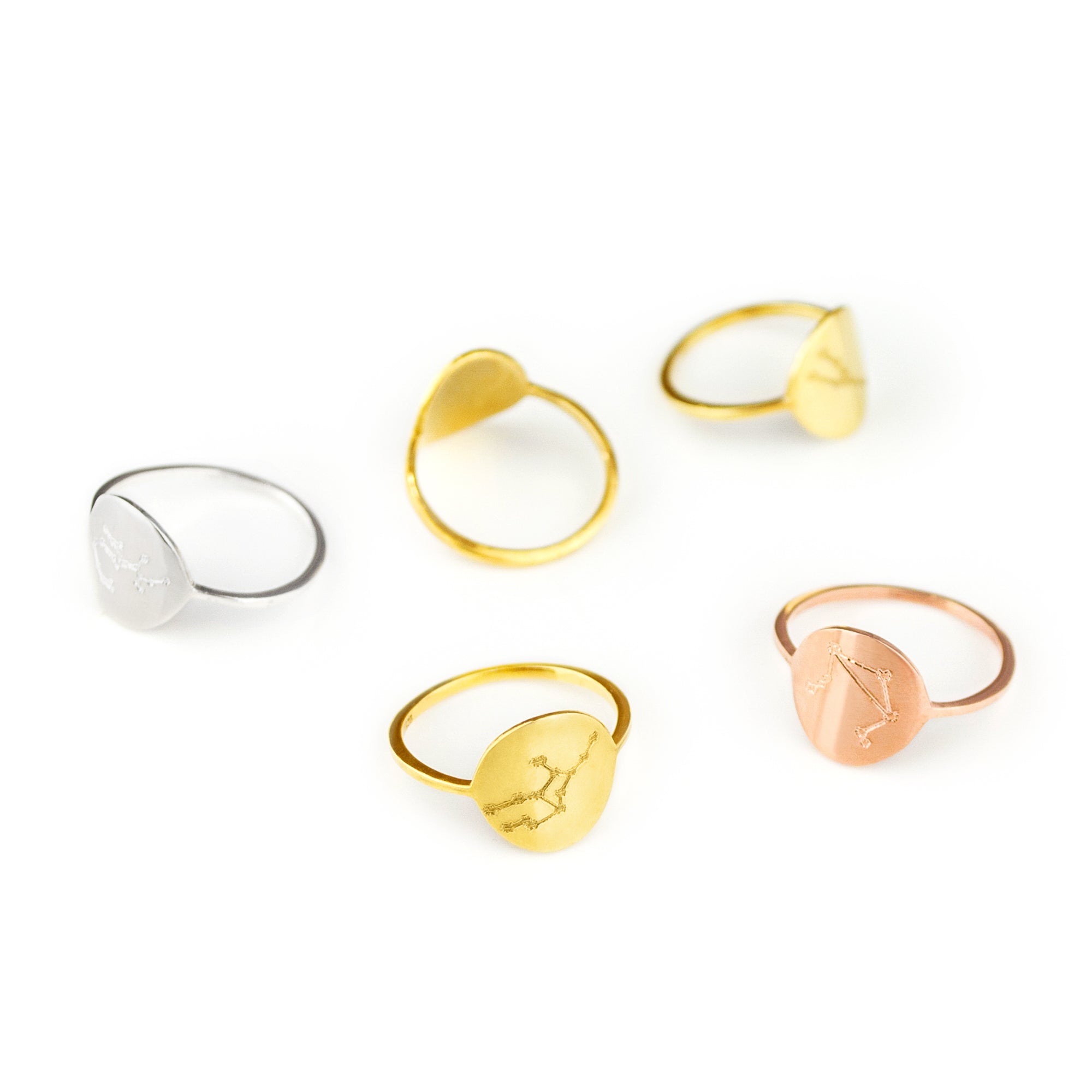 Zodiac Constellation Disc Ring, Sterling Silver or Gold Vermeil Custom Engraved Astrology Ring, Constellation Jewelry for Women, Birthday Gift for Her