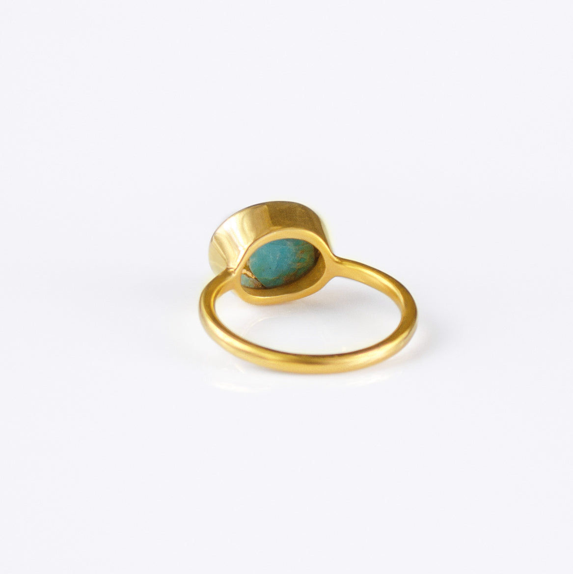 Back of the Turquoise ring, december birthstone jewelry, blue gemstone ring, Oval faceted turquoise, Bezel set ring, 18k vermeil gold, Sterling silver ring, turquoise gift, december birthday gift, copper turqouise ring for her
