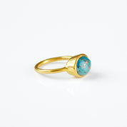 Turquoise ring, december birthstone jewelry, blue gemstone ring, Oval faceted turquoise, Bezel set ring, 18k vermeil gold, Sterling silver ring, turquoise gift, december birthday gift, copper turqouise ring for her