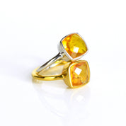 One gold filled and sterling silver citrine gemstone 9mm ring. November birthstone on white background. Great gift for mom, her birthday, christmas or any holiday