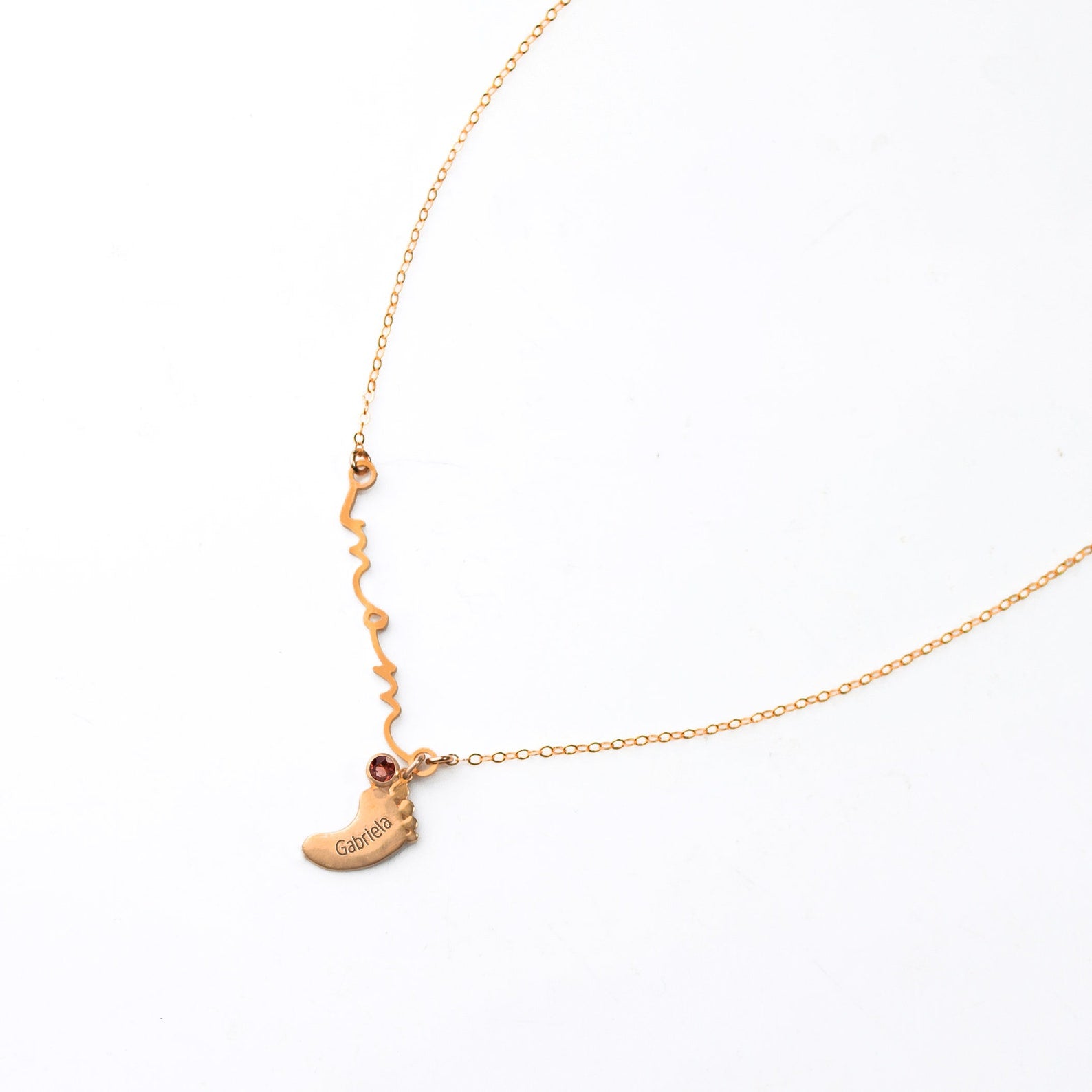 Custom Mom Nameplate Necklace with Footprint Charms