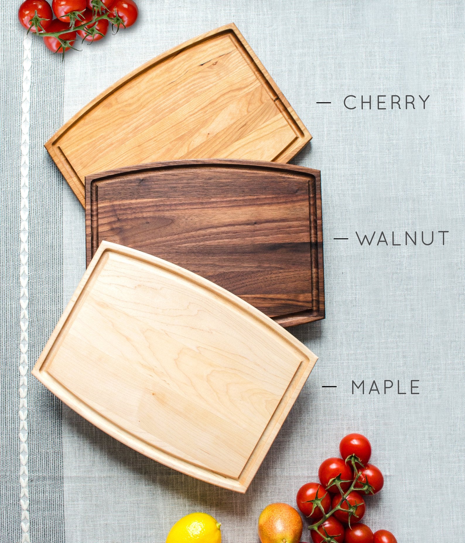 cutting board, wood options, maple walnut cherry wood