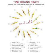 Mixed Shapes Diamond & Tiny Round Stacking Ring Set, Sterling Silver, 18k Vermeil Gold, Birthstone Rings for Mom, Mother's Stackable Rings for Women