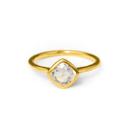 Diamond Shape Clear Quartz Stacking Ring | April Birthstone, Custom diamond birthstone ring for mom, Sterling Silver, 18k Gold Vermeil Gemstone Ring