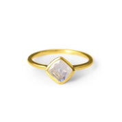 Diamond Shape Rainbow Moonstone Stacking Ring | June Birthstone, Custom diamond birthstone ring mom, Sterling Silver, 18k Gold Vermeil Gemstone Ring