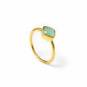 Diamond Shape Aqua Chalcedony Stacking Ring | March Birthstone, Custom diamond birthstone ring mom, Sterling Silver, 18k Gold Vermeil Gemstone Ring