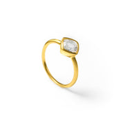 Diamond Shape Clear Quartz Stacking Ring | April Birthstone, Custom diamond birthstone ring for mom, Sterling Silver, 18k Gold Vermeil Gemstone Ring