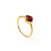 Diamond Shape Garnet Stacking Ring | January Birthstone, Custom diamond birthstone ring for mom, Sterling Silver, 18k Gold Vermeil Gemstone Ring