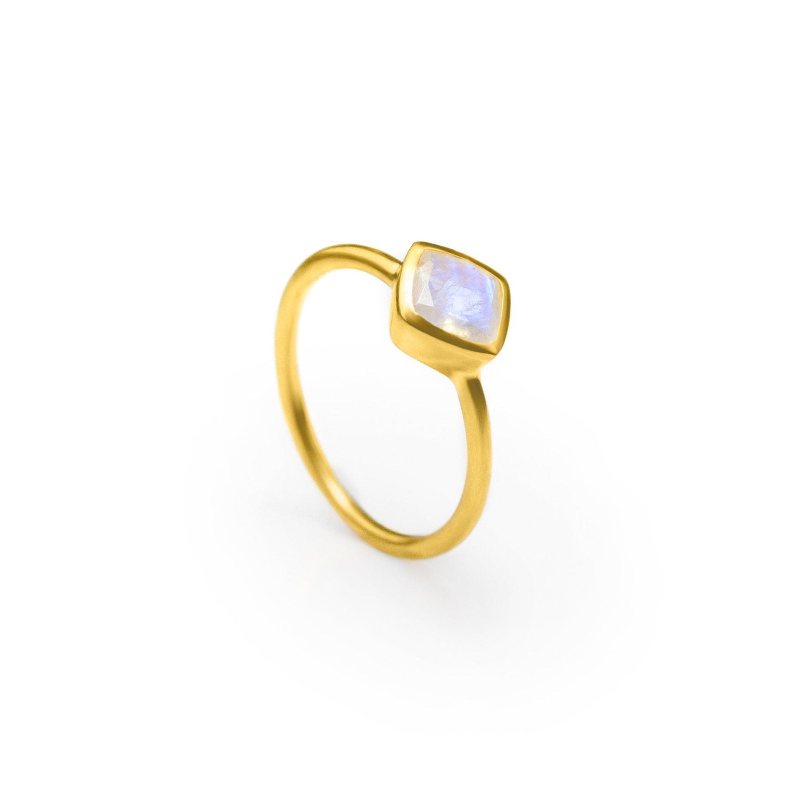 Diamond Shape Rainbow Moonstone Stacking Ring | June Birthstone, Custom diamond birthstone ring mom, Sterling Silver, 18k Gold Vermeil Gemstone Ring