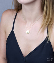May Engraved Disk Pendant Necklace