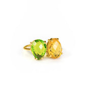 Dual Birthstone Teardrop Prong Set Ring