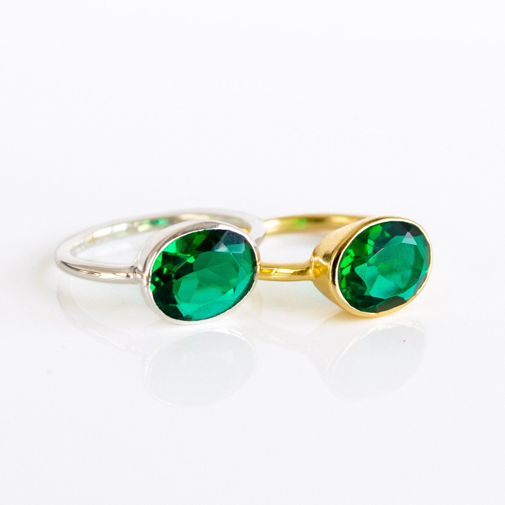 green emerald quartz ring, may birthstone gift, emerald ring for women, sterling silver stackable ring, gold vermeil ring, bezel set emerald, green gemstone stack ring, flawless emerald quartz, may birthstone ring, emerald jade quartz