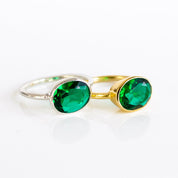 green emerald quartz ring, may birthstone gift, emerald ring for women, sterling silver stackable ring, gold vermeil ring, bezel set emerald, green gemstone stack ring, flawless emerald quartz, may birthstone ring, emerald jade quartz
