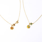Bloom Lariat Style Birthstone Charm Necklace for Mom, Flower Pendants