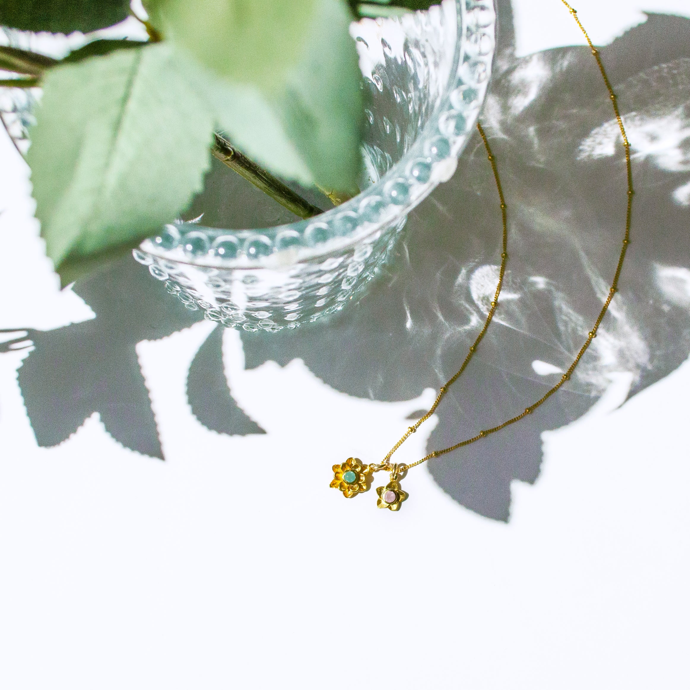 Bloom Birthstone Charm Necklace for Mom, Flower Pendants