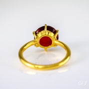 Garnet Quartz Round Prong Set Ring : January Birthstone