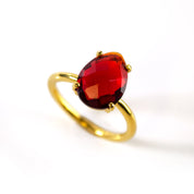 Garnet Teardrop Prong Set Ring • January Birthstone