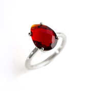 Garnet Teardrop Prong Set Ring • January Birthstone