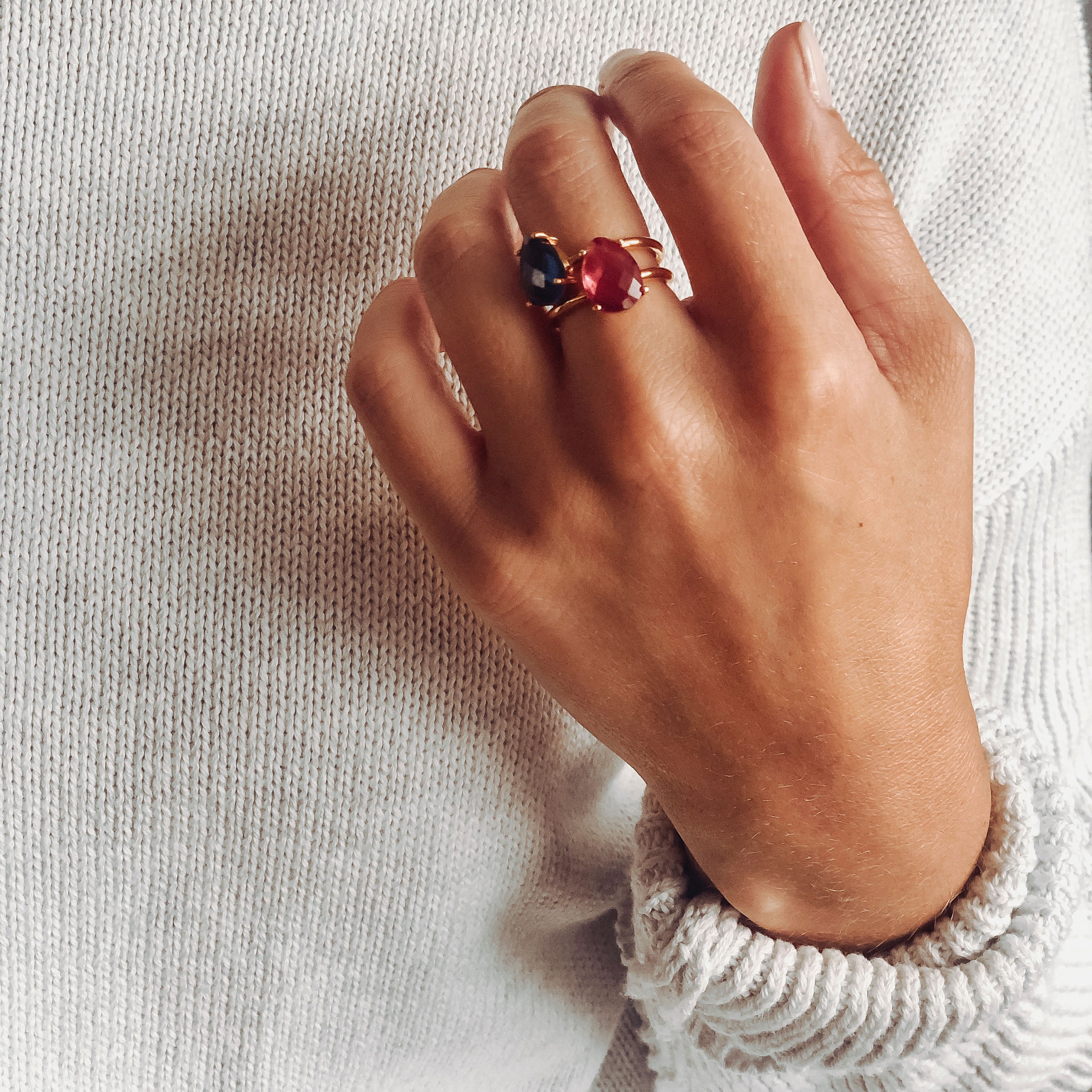 Raw Emerald Teardrop Prong Set Ring • May Birthstone