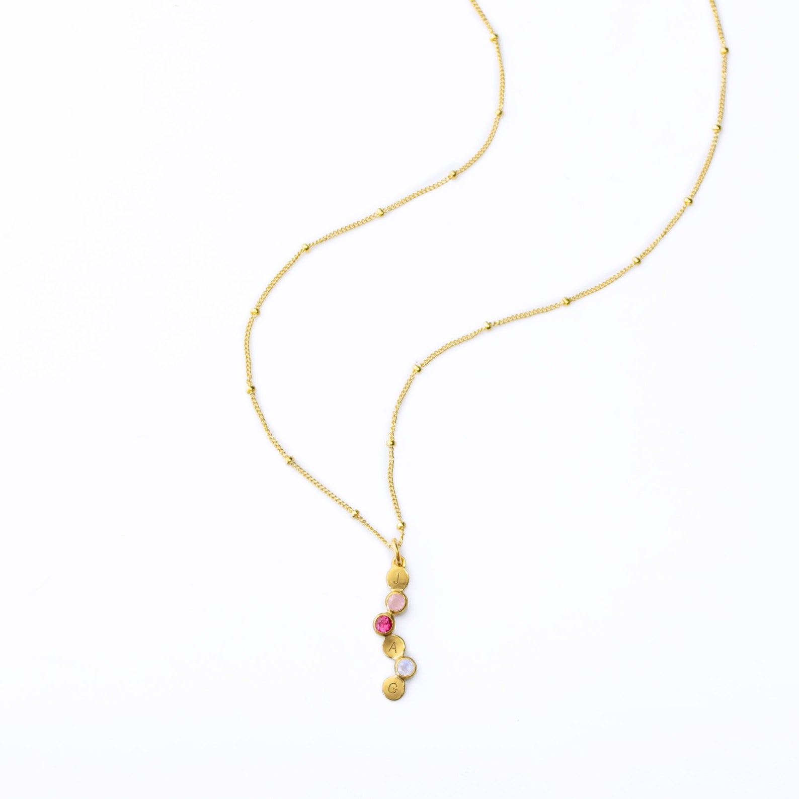 Cherished Connections Birthstone and Initial Necklace Vertical Pendant