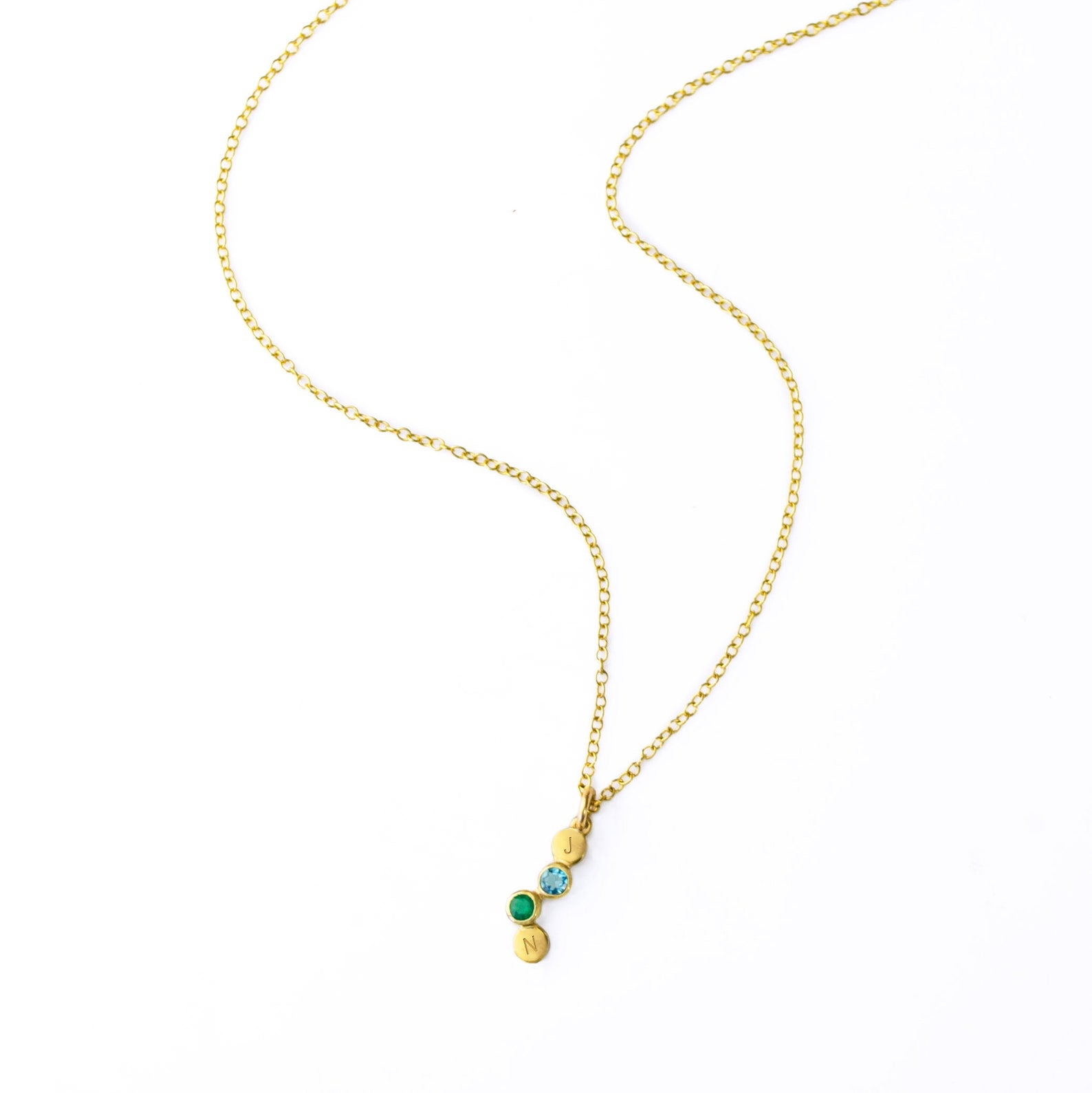 Cherished Connections Birthstone and Initial Necklace Vertical Pendant