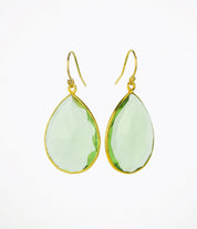 Faceted Green Amethyst Bezel Set Earrings - February Birthstone