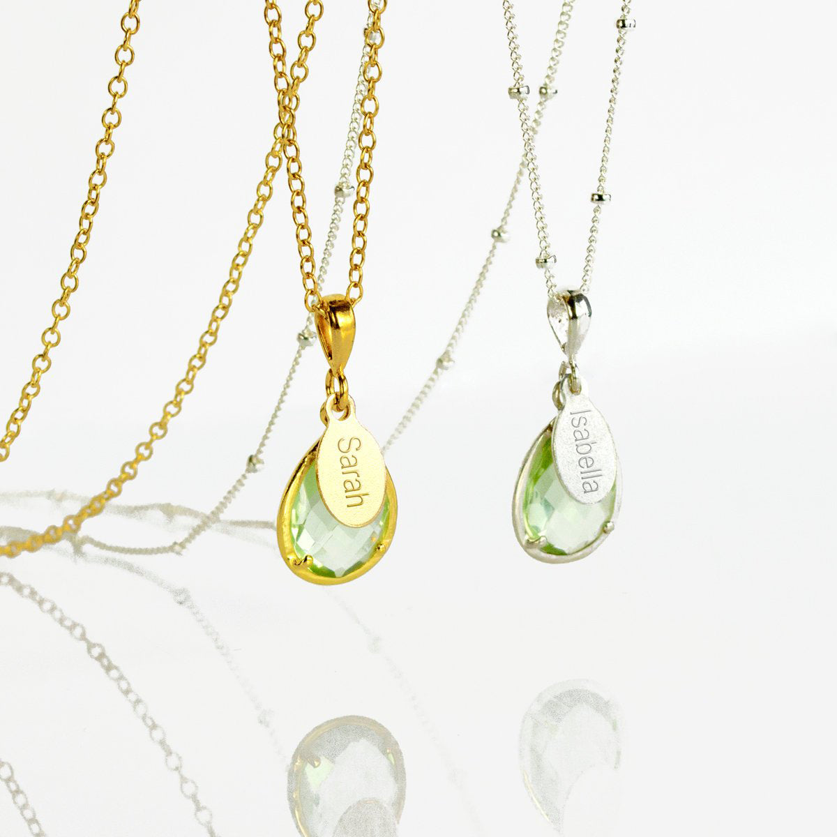 February Birthstone & Name Necklace : Green Amethyst