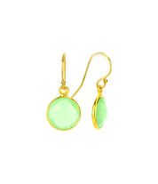 Green Chalcedony bezel set Earrings  - August Birthstone