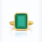 Green Onyx Rectangle Ring: May Birthstone