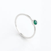 Sterling Silver Dainty May Birthstone Ring Green Onyx Gemstone Emerald Alternative