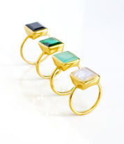 Black Onyx Rectangle Bezel Set Ring