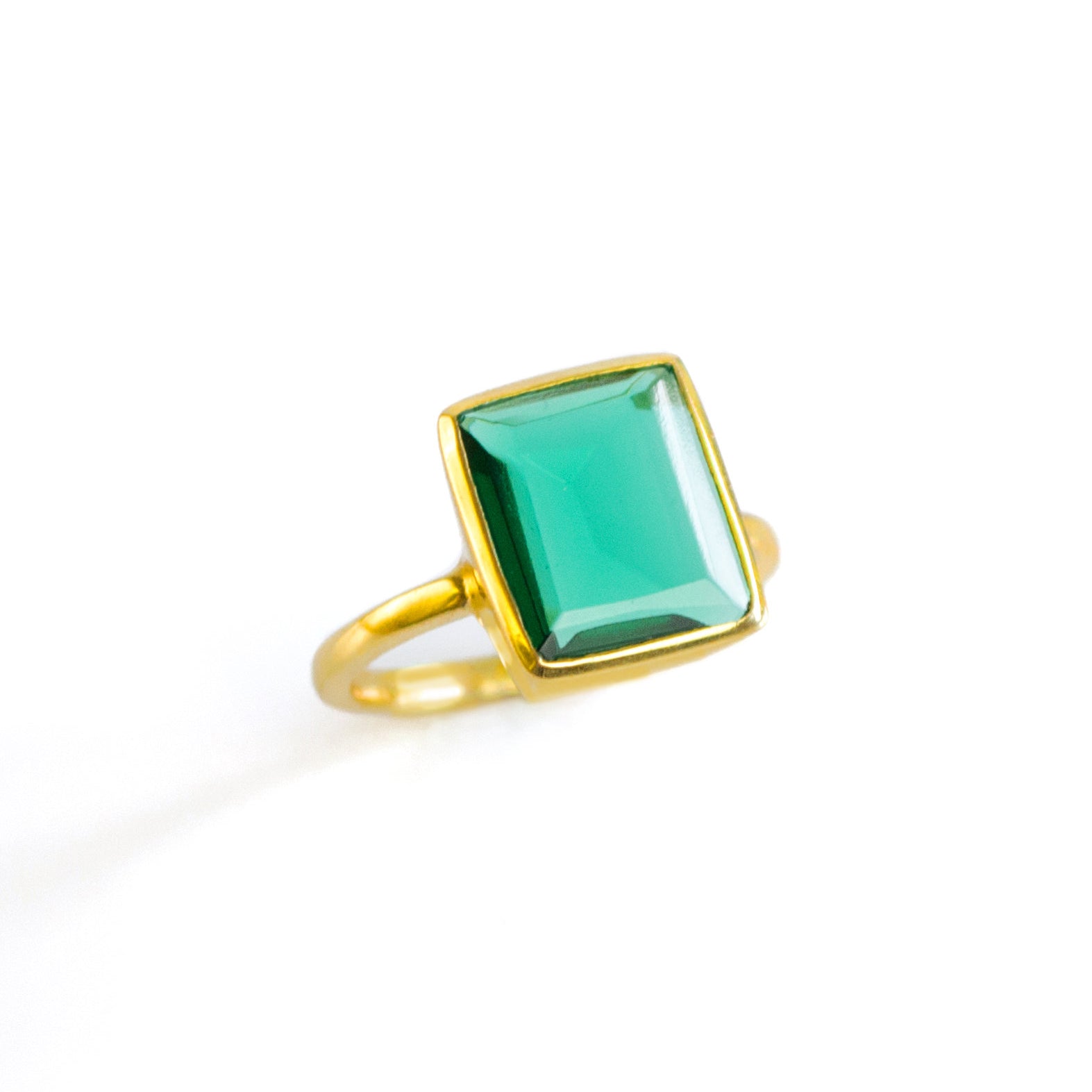 Green Tourmaline Rectangle ring