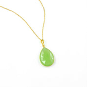 Large Natural Teardrop Necklace, Vermeil Gold or Sterling Silver bezel set necklace - Large Gemstone necklace