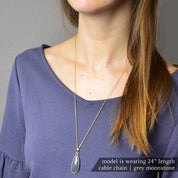 Emerald Elongated Teardrop Pendant Necklace