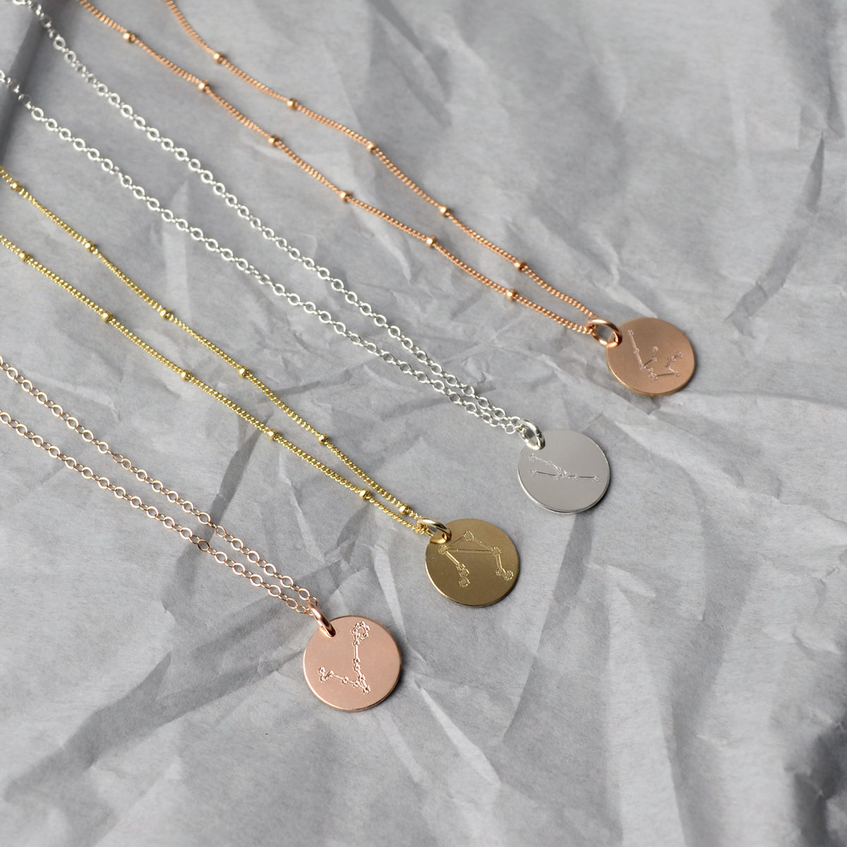 Zodiac Constellation Collection Silver Yellow Gold or Rose Gold