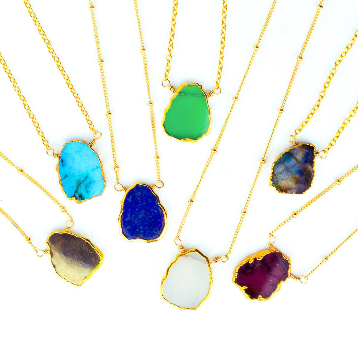 Natural Chrysoprase Slice Necklace with Organic Profile