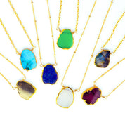 Natural Chrysoprase Slice Necklace with Organic Profile
