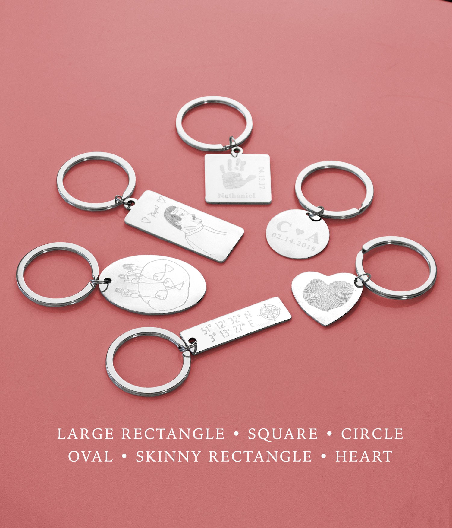 Personalized Monogram Round Circle Silver Keychain