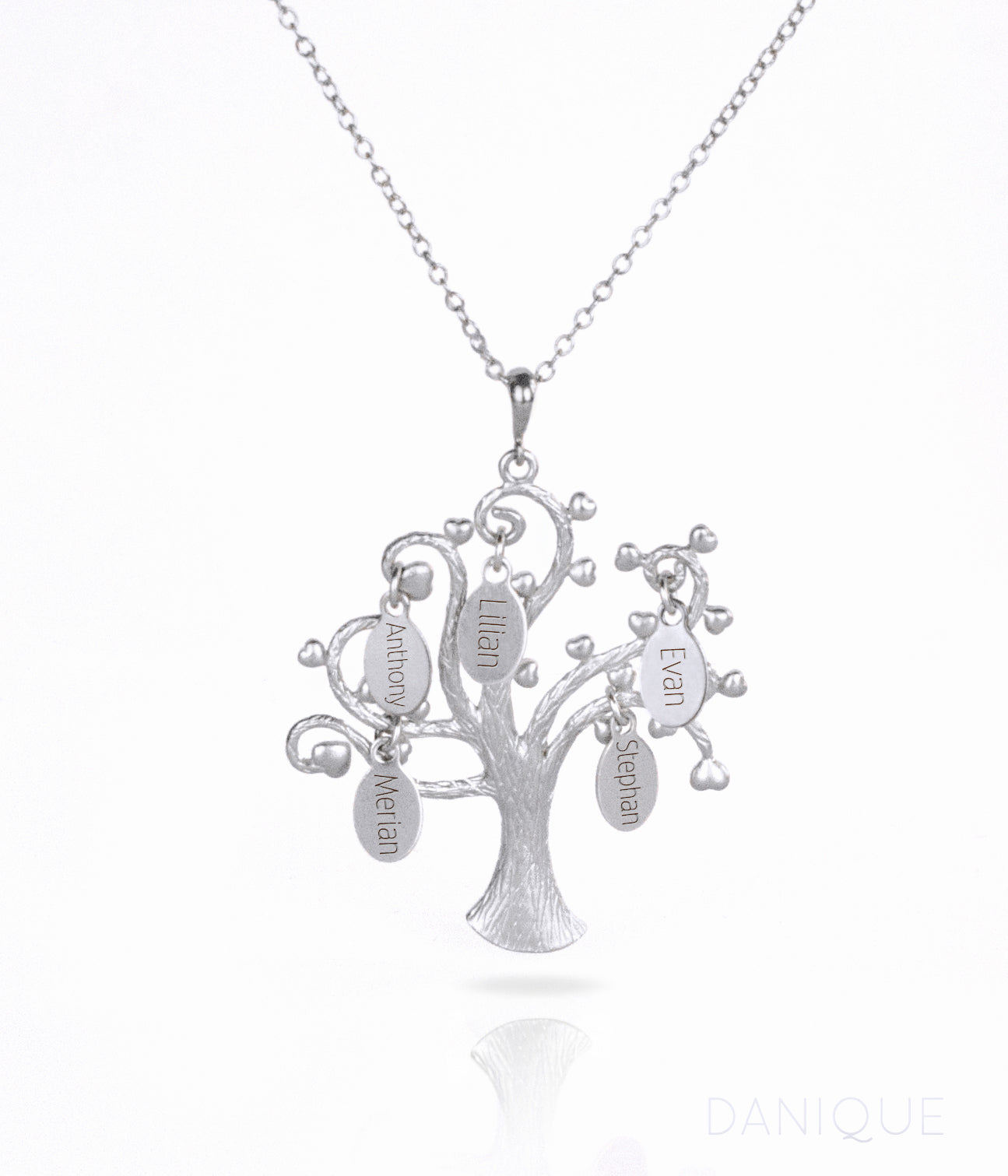 Family Swirly Tree Necklace with Kids Names