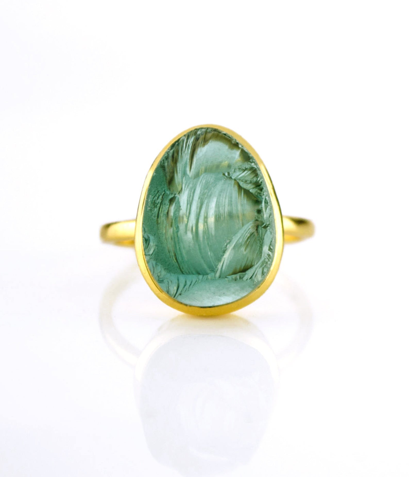 Rough Cut Green Tourmaline Ring