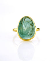 Rough Cut Green Tourmaline Ring