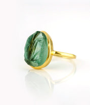 Rough Cut Green Tourmaline Ring